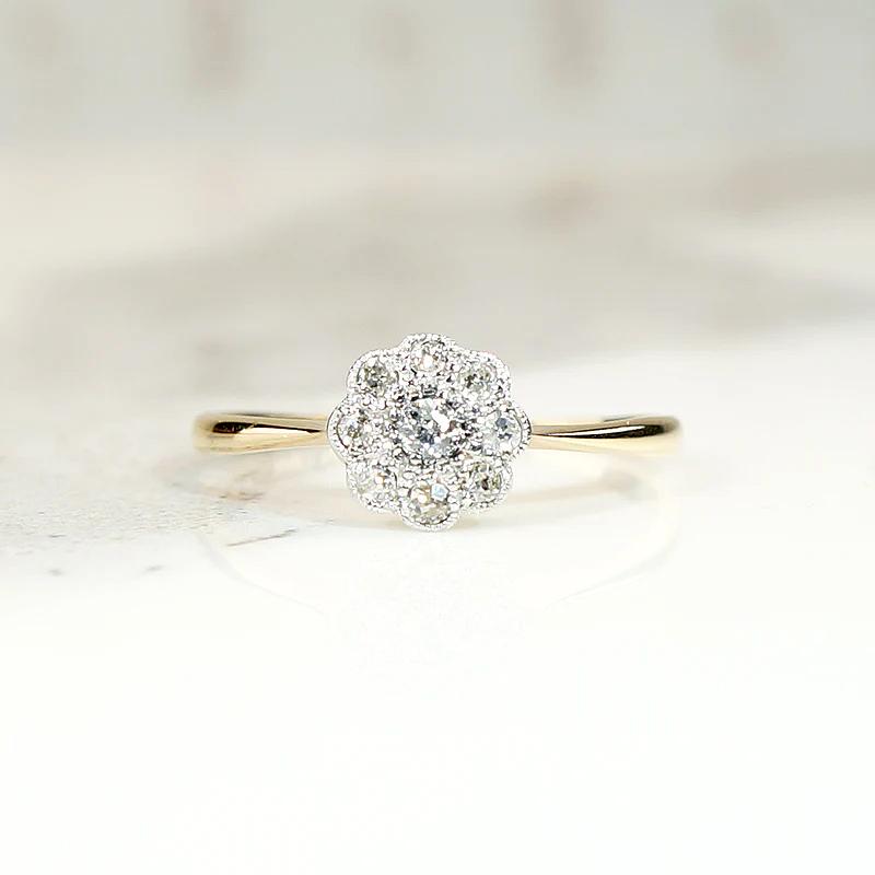 Sweet Little Flower Diamond Cluster Engagement Ring