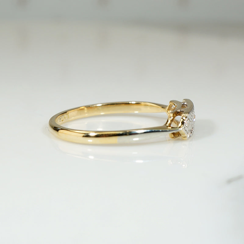 Engraved Platinum & 18ct Diamond-Set "Bow" Ring