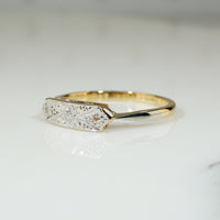 Engraved Platinum & 18ct Diamond-Set "Bow" Ring