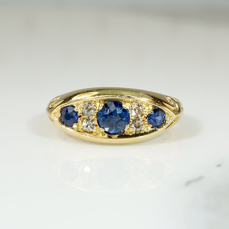 Substantial 18ct Gold Sapphire & Diamond Band