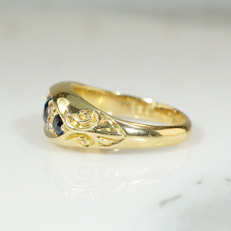 Substantial 18ct Gold Sapphire & Diamond Band