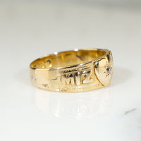 Two Star Set Diamond Hearts Mizpah Ring