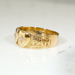 Two Star Set Diamond Hearts Mizpah Ring