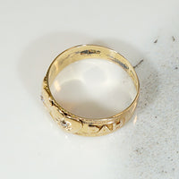 Two Star Set Diamond Hearts Mizpah Ring
