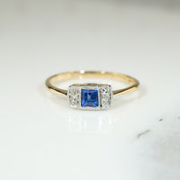 Crisp Edwardian Sapphire Ring with Diamond Accents