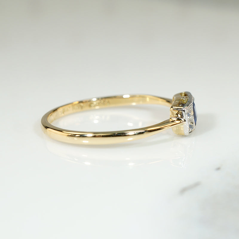 Crisp Edwardian Sapphire Ring with Diamond Accents