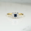 Edwardian Square Sapphire Diamond Frame Ring