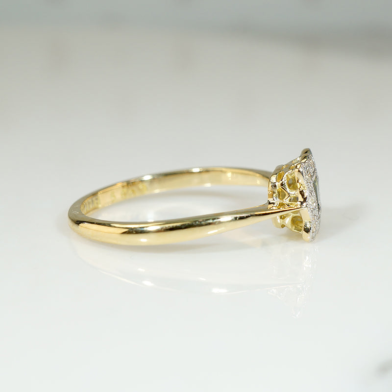 Edwardian Square Sapphire Diamond Frame Ring