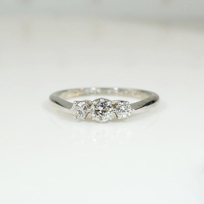 Retro Diamond Trilogy Ring in Platinum & White Gold