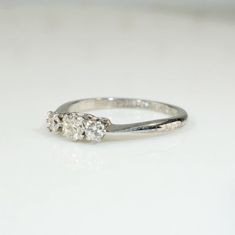 Retro Diamond Trilogy Ring in Platinum & White Gold