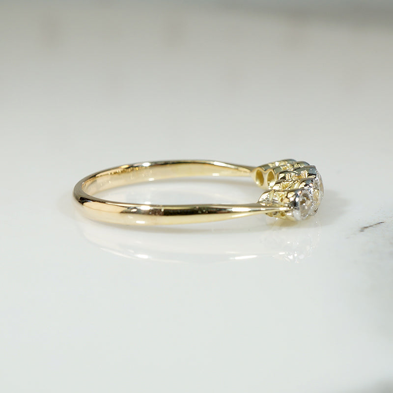 Graduated Old Mine Diamonds Platinum & 18ct Ring