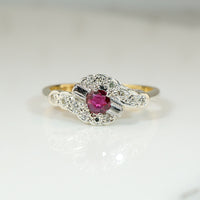 Ruby Swirl Ring in Platinum & 18ct Gold