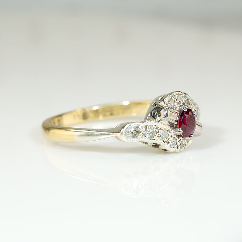 Ruby Swirl Ring in Platinum & 18ct Gold