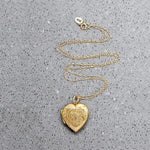 Foliate Engraved 9ct Gold Heart Locket