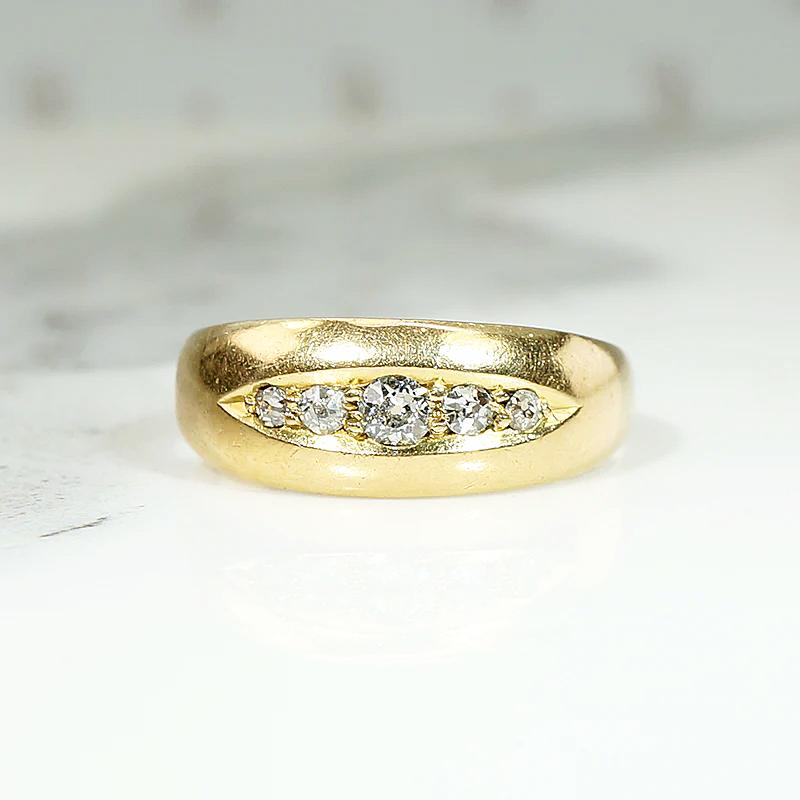 Antique English 18ct "Eye" Band with Old Mine Diamonds