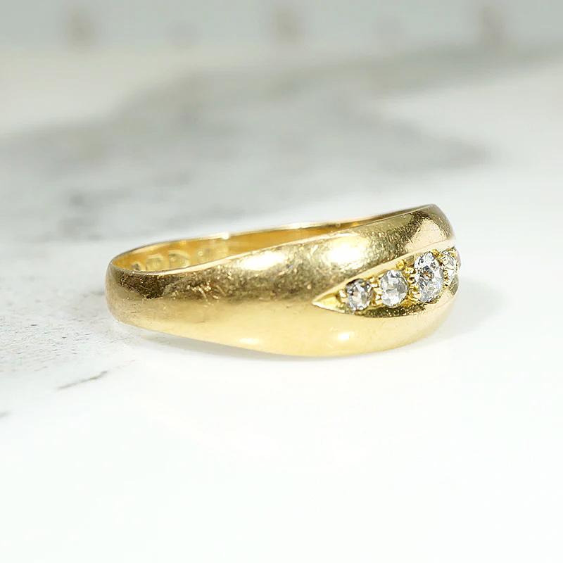 Antique English 18ct "Eye" Band with Old Mine Diamonds