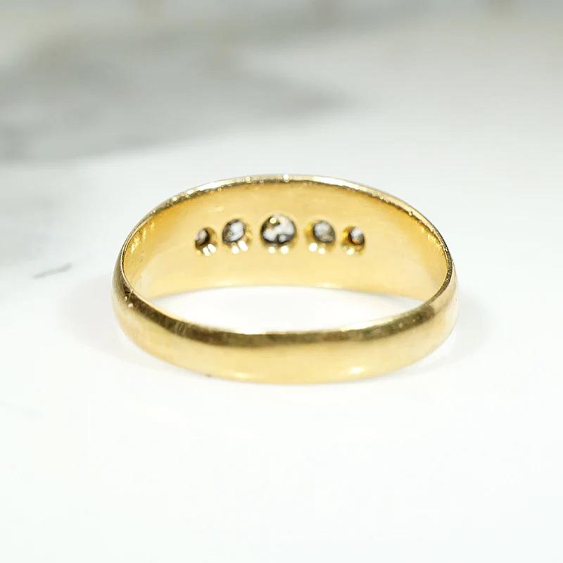 Antique English 18ct "Eye" Band with Old Mine Diamonds