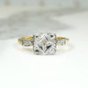 Old Mine & Rose Cut Diamond Two-Tone Petite Square Ring