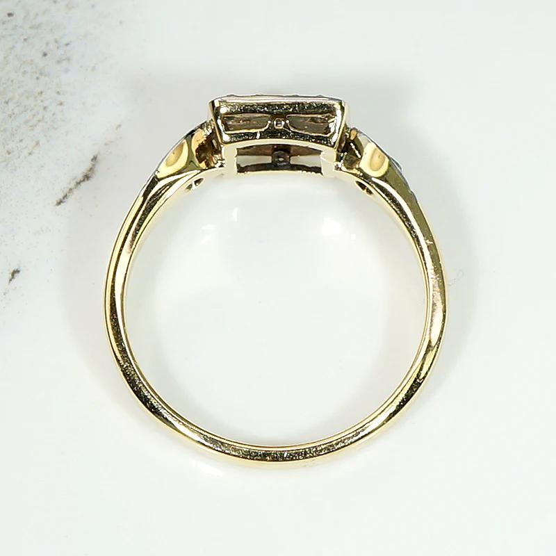 Old Mine & Rose Cut Diamond Two-Tone Petite Square Ring