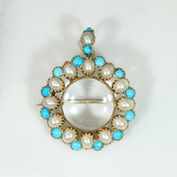 Delightful Georgian Locket with Pearl & Turquoise in 18ct Gold