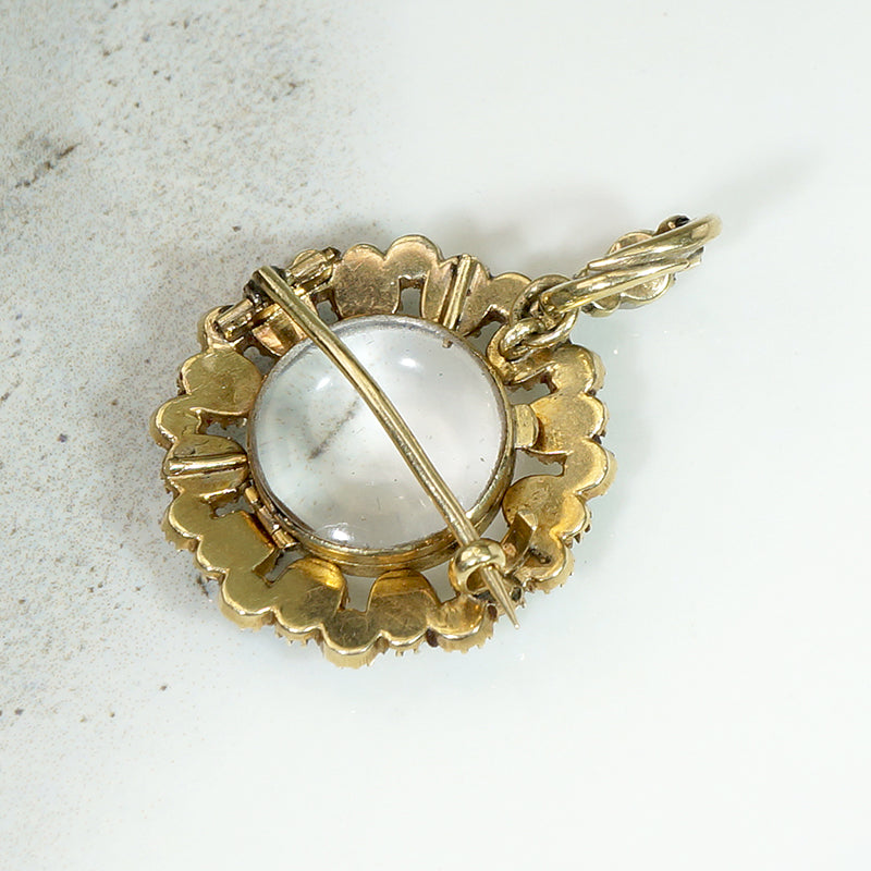 Delightful Georgian Locket with Pearl & Turquoise in 18ct Gold