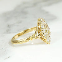 Curvy Diamond Cluster Navette Ring in 18ct Gold