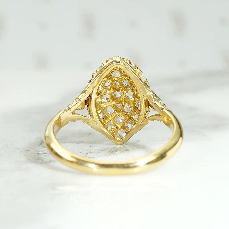 Curvy Diamond Cluster Navette Ring in 18ct Gold