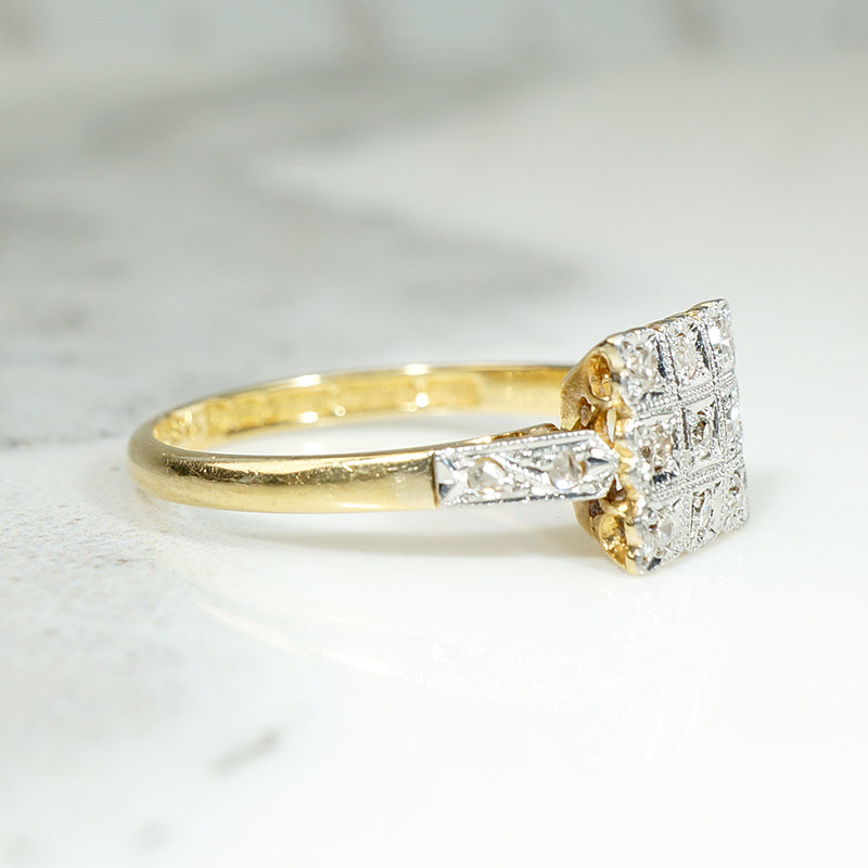 Scalloped Diamond Set Square Two-Tone Engagement RingScalloped Diamond Set Square Two-Tone Engagement Ring