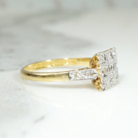 Scalloped Diamond Set Square Two-Tone Engagement RingScalloped Diamond Set Square Two-Tone Engagement Ring
