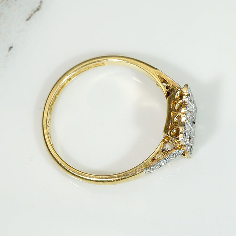 Scalloped Diamond Set Square Two-Tone Engagement Ring