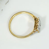 Scalloped Diamond Set Square Two-Tone Engagement Ring