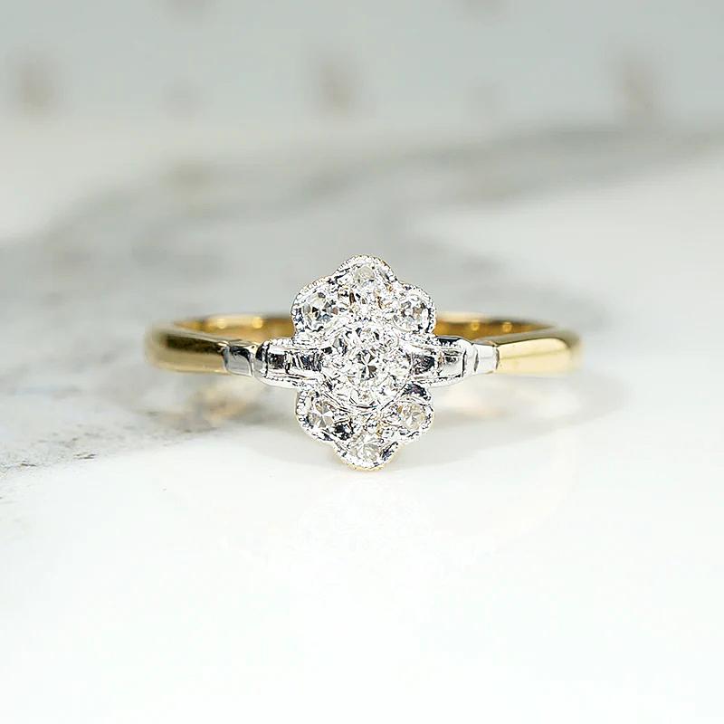 Glittering Diamond Cluster in Platinum & 18ct Ring