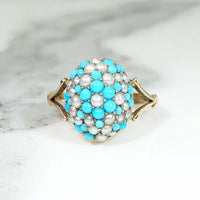 Starry Pavé Pearl & Turquoise Dome Ring
