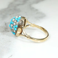 Starry Pavé Pearl & Turquoise Dome Ring