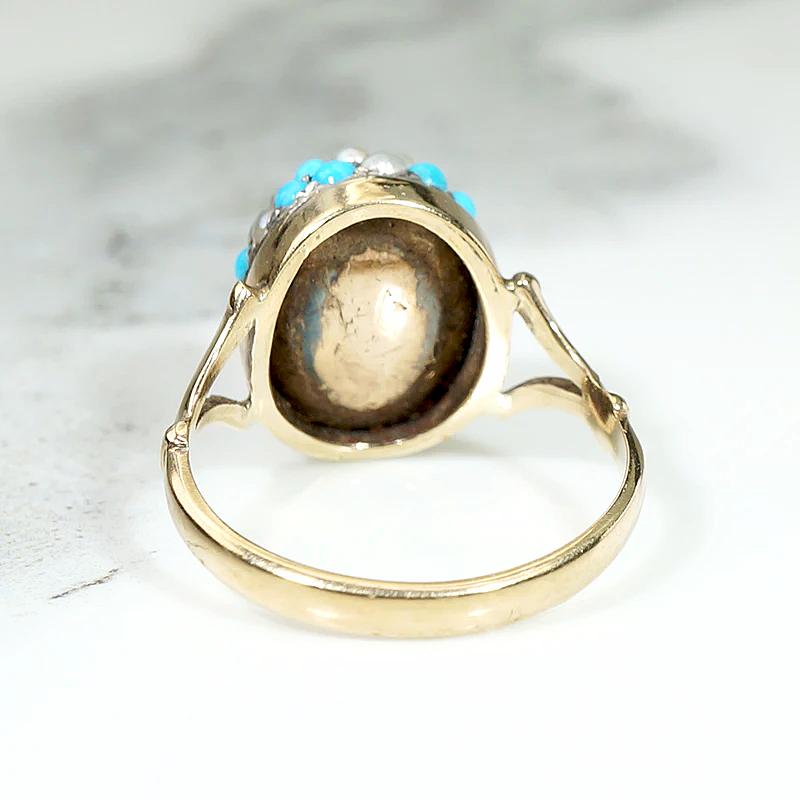 Starry Pavé Pearl & Turquoise Dome Ring