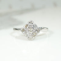Canted White Gold Square & Diamond Ring