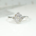 Canted White Gold Square & Diamond Ring