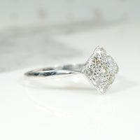 Canted White Gold Square & Diamond Ring