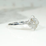 Canted White Gold Square & Diamond Ring