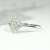 Canted White Gold Square & Diamond Ring