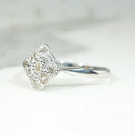 Canted White Gold Square & Diamond Ring
