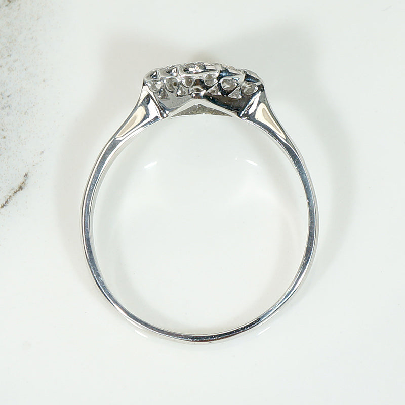 Canted White Gold Square & Diamond Ring