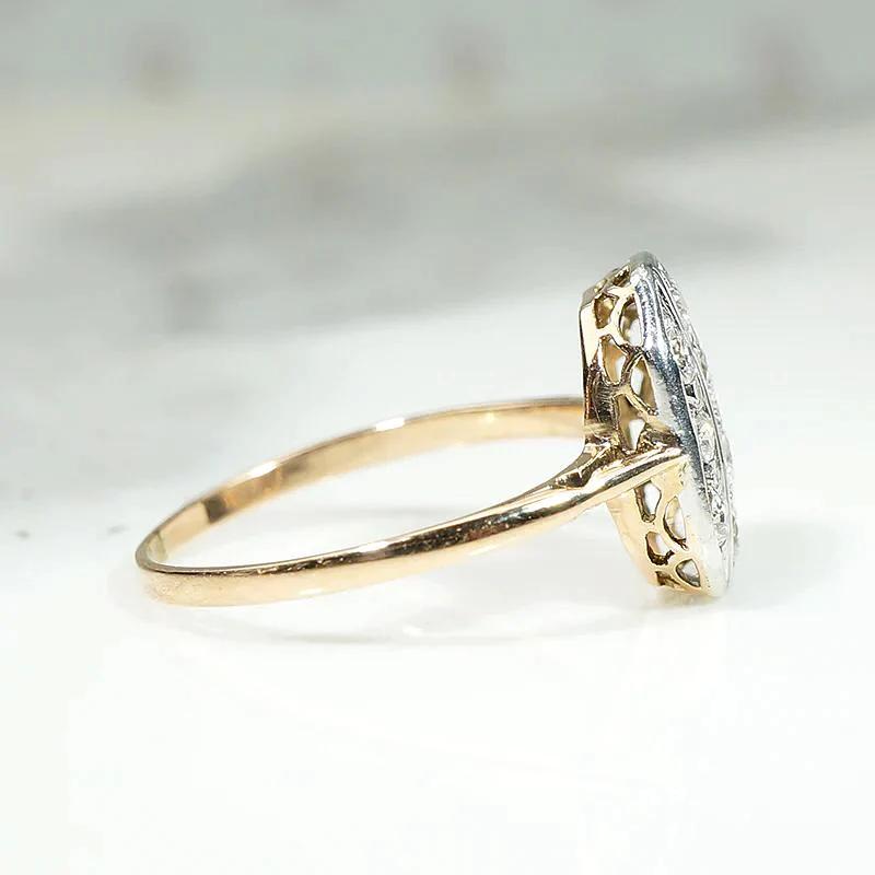 Petite Pinstriped Platinum & Gold Diamond Panel Ring