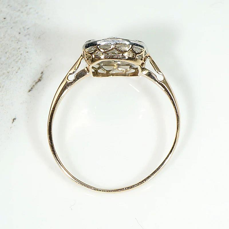 Petite Pinstriped Platinum & Gold Diamond Panel Ring