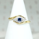Sapphire & Diamond Two Tone Crossover Ring
