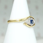 Sapphire & Diamond Two Tone Crossover Ring