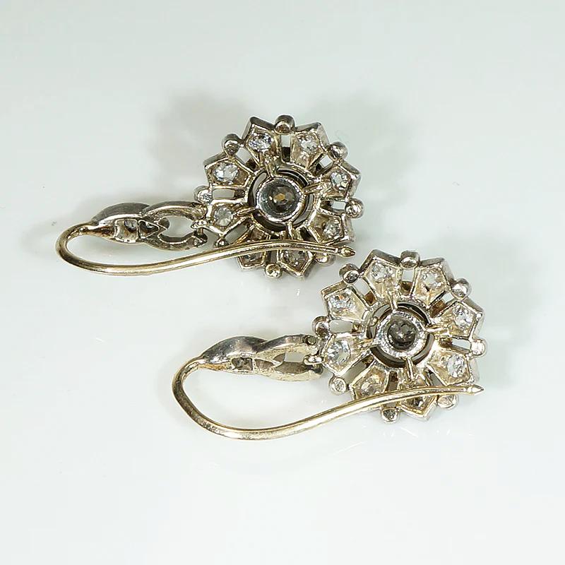 Delightful Antique Diamond Earrings in Silver & Gold