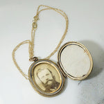 Engraved Shield Gold Locket with Handsome Photo