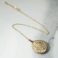 Engraved English Gold Antique Locket with Laurels