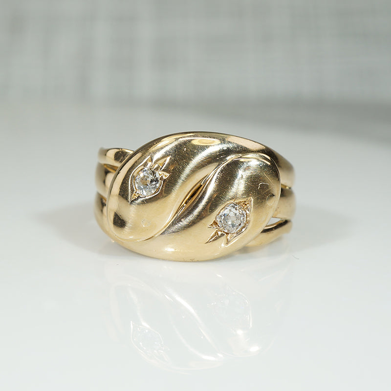 Double OMC Diamond Set Snake Ring
